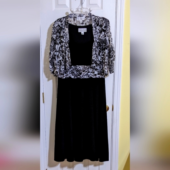 Chelsea suite sz 14 dress with a floral blk/wht lace shrug - Picture 1 of 4